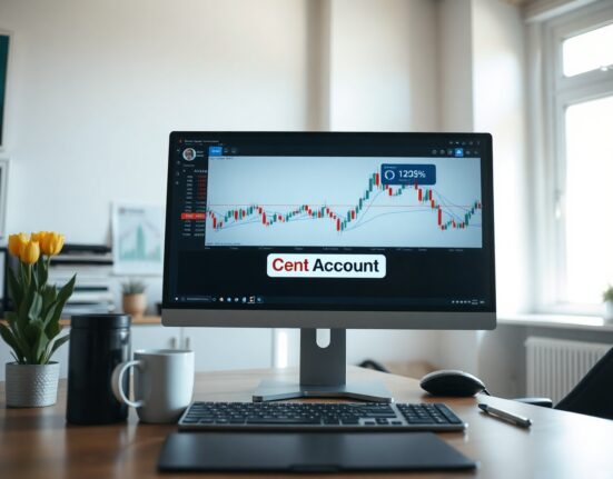 Trading monitor displaying charts for PrimeXBT MT5 Cent Account