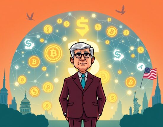 A vibrant illustration symbolizing Project Crypto's goal of modernizing US financial markets for on-chain systems, led by the SEC.