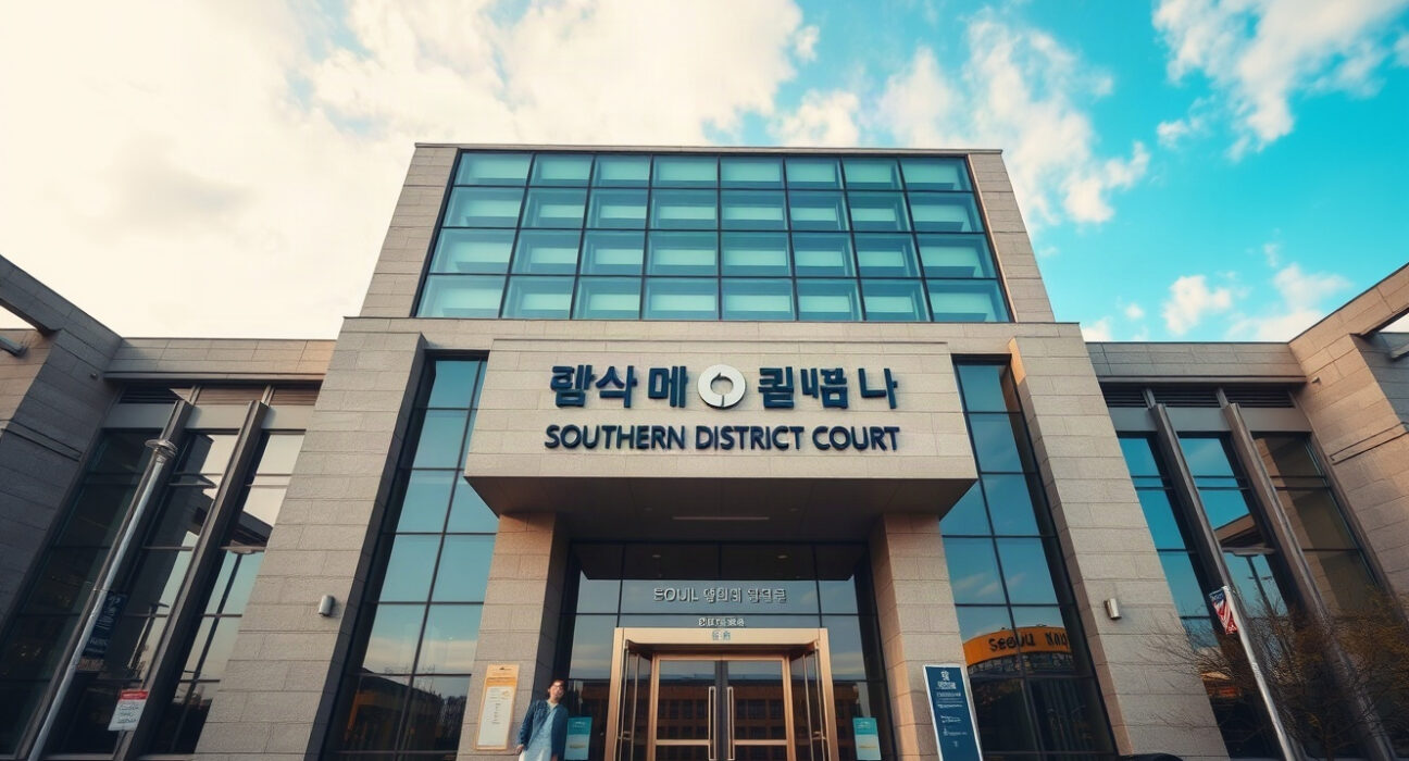 Seoul Southern District Court building exterior, where the Jonber Kim fraud trial is being held