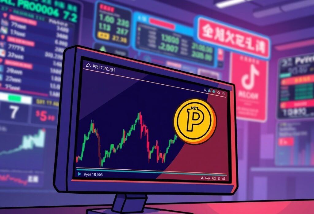Cartoon illustration showing a new PROVE token appearing on a Bithumb crypto exchange screen, symbolizing the PROVE token Bithumb listing.