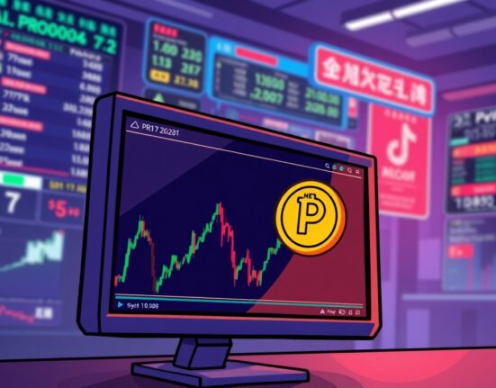 Cartoon illustration showing a new PROVE token appearing on a Bithumb crypto exchange screen, symbolizing the PROVE token Bithumb listing.