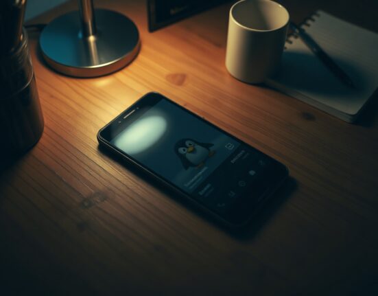 Smartphone displaying a frozen Pudgy Penguins game interface on a desk