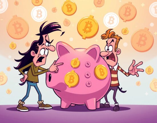 Pump.fun denies cashing out controversy depicted through cartoon characters debating over crypto funds