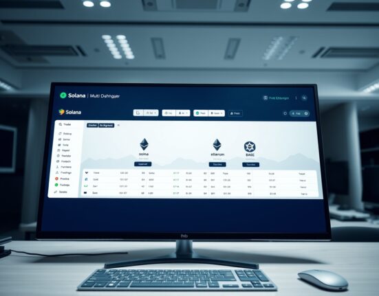 Multichain trading dashboard on Pump.fun showing Solana, Ethereum, Base, and BNB blockchain options