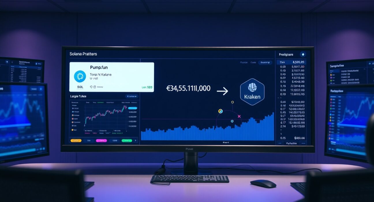 Pump.fun SOL deposit to Kraken exchange transaction dashboard with $4.5 million transfer