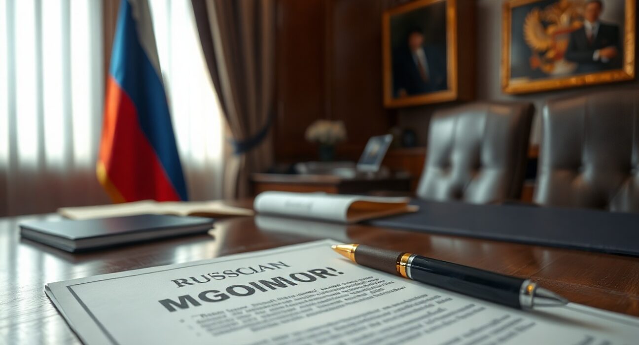 Russian President Vladimir Putin signing a cryptocurrency regulation bill in Moscow