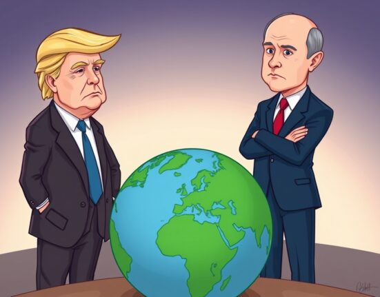 A cartoon illustration symbolizing the potential for a Putin Zelensky meeting and diplomatic dialogue to foster global stability.