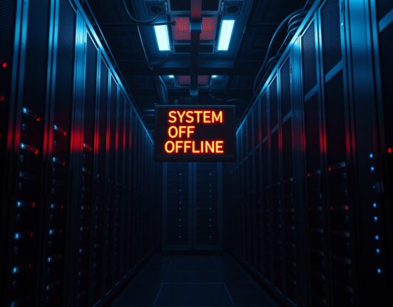 Server room with red warning light indicating Pyth Network system outage