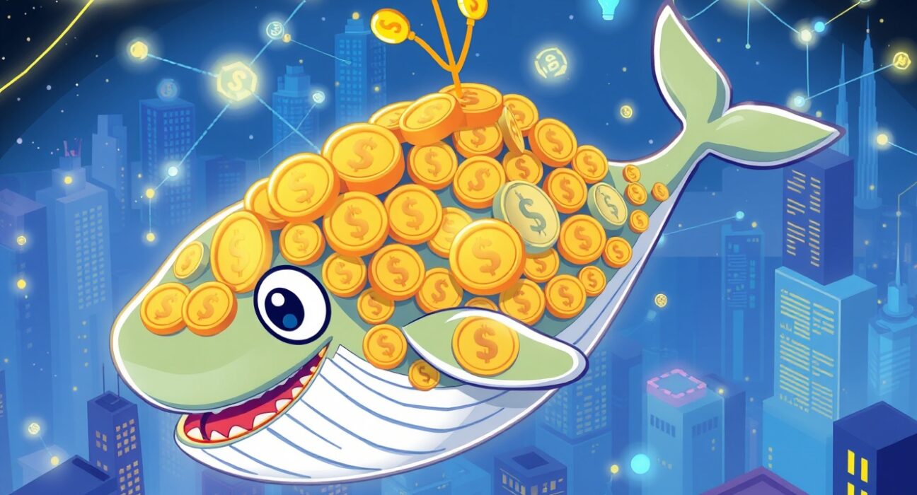 Digital whale representing massive PYUSD minted in cryptocurrency ecosystem