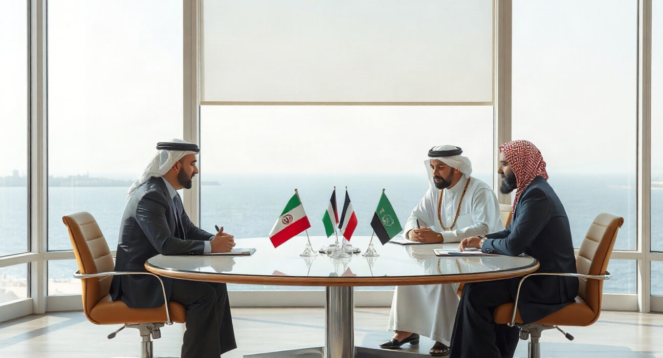 Diplomatic meeting in Qatar discussing Iran-Oman agreement and Hormuz security