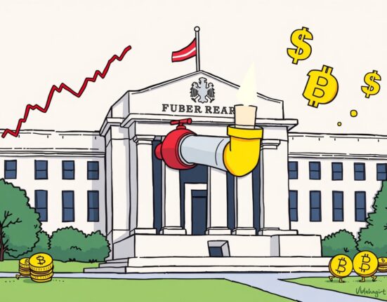 Cartoon illustration of the Federal Reserve ending quantitative tightening, symbolizing a crucial shift in monetary policy.