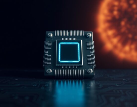 Quantum computer processor chip representing the immense energy needed for Bitcoin network attack