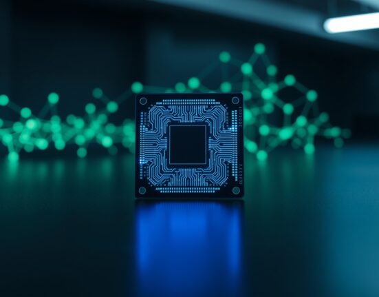 Quantum computer processor chip representing Bernstein's analysis of quantum threat to cryptocurrency security