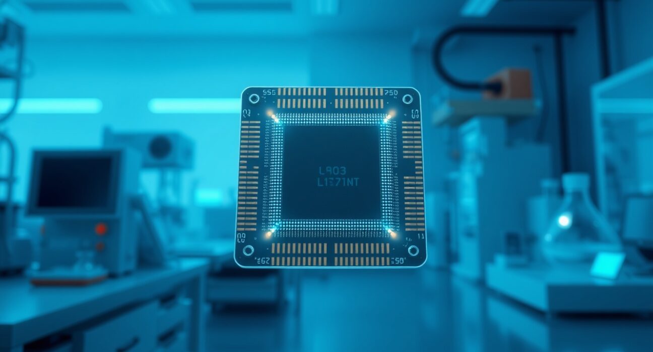 Quantum computer processor chip representing the quantum computing threat to cryptocurrency security systems.