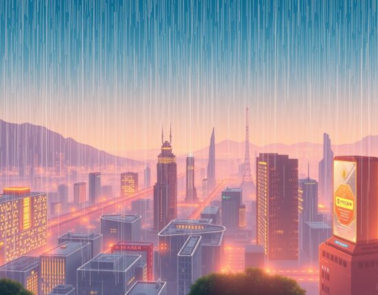 Stablecoin startup Rain secures major funding to build payment infrastructure, illustrated in a harmonious digital landscape.