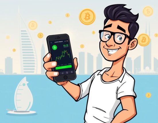 An illustration showing the ease of RAKBANK crypto trading for retail investors in the UAE.