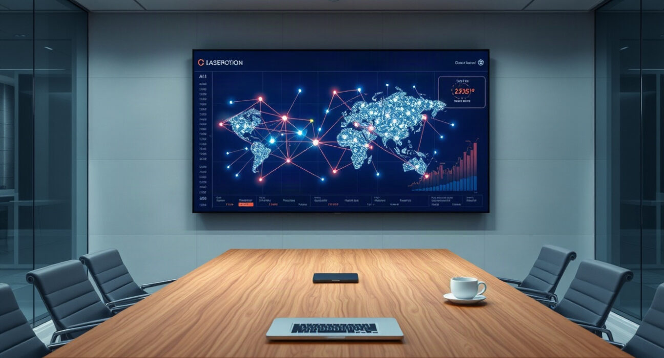 Ramp's Router AI model routing dashboard displayed in a modern office setting