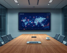 Ramp's Router AI model routing dashboard displayed in a modern office setting