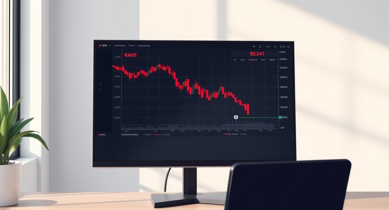 RAVE cryptocurrency price chart showing dramatic decline on trading platform following manipulation allegations