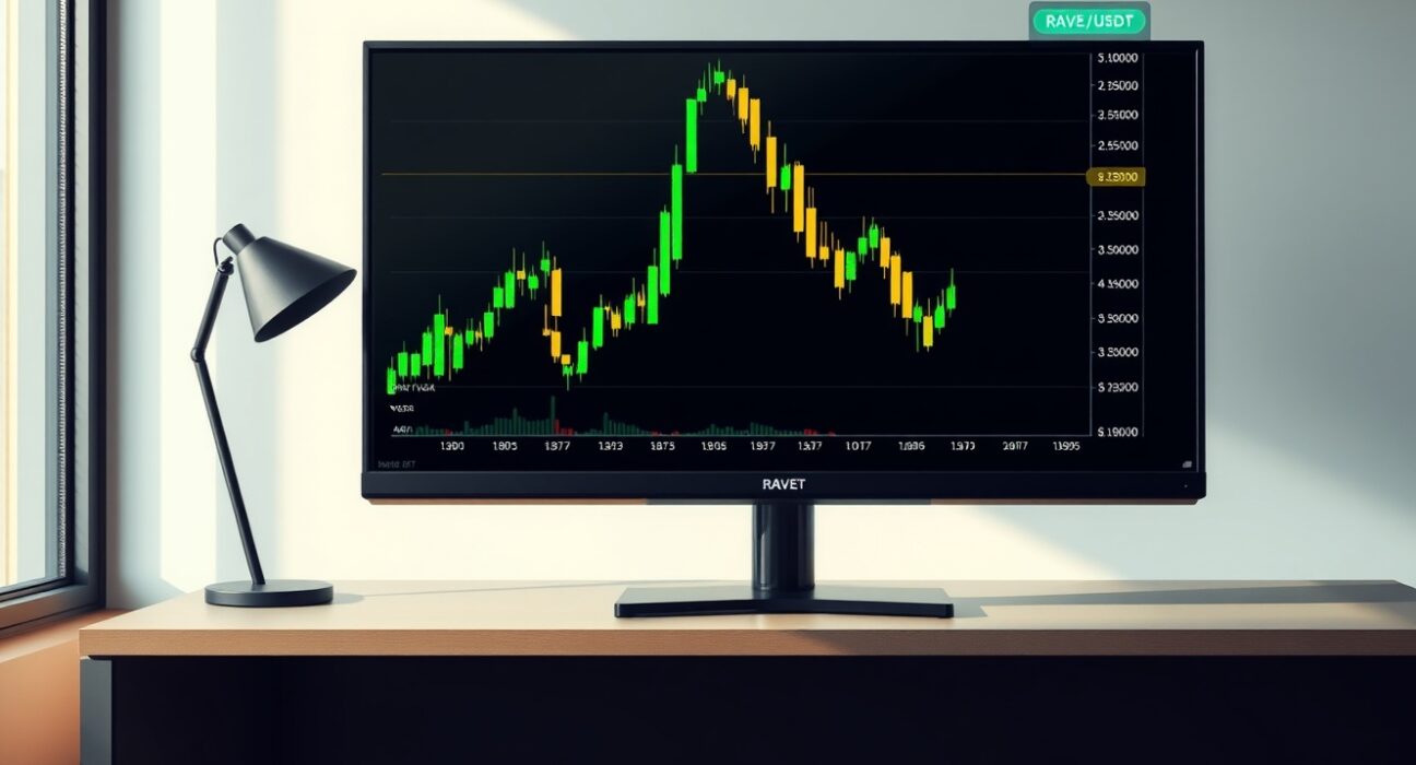Cryptocurrency trading screen showing RAVE price surge analysis for market manipulation investigation