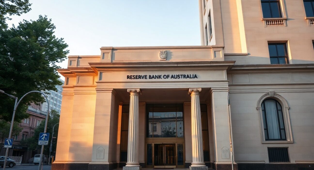Reserve Bank of Australia building exterior on a sunny day
