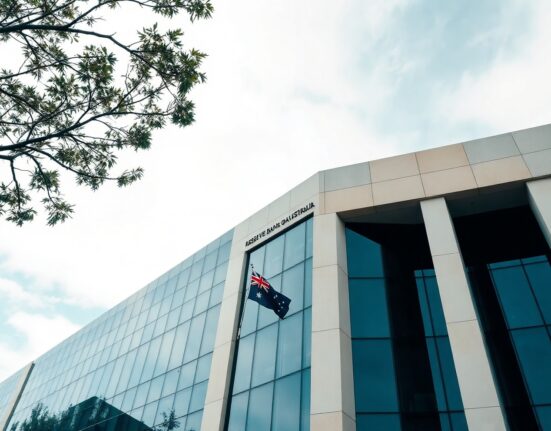Reserve Bank of Australia building in Sydney, symbolizing the central bank's interest rate decision.