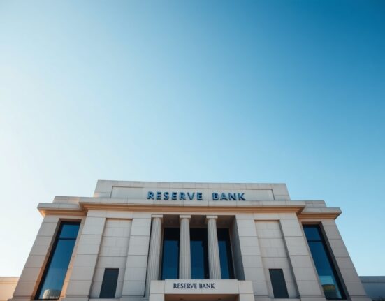 Reserve Bank of Australia headquarters building in Sydney on a clear day