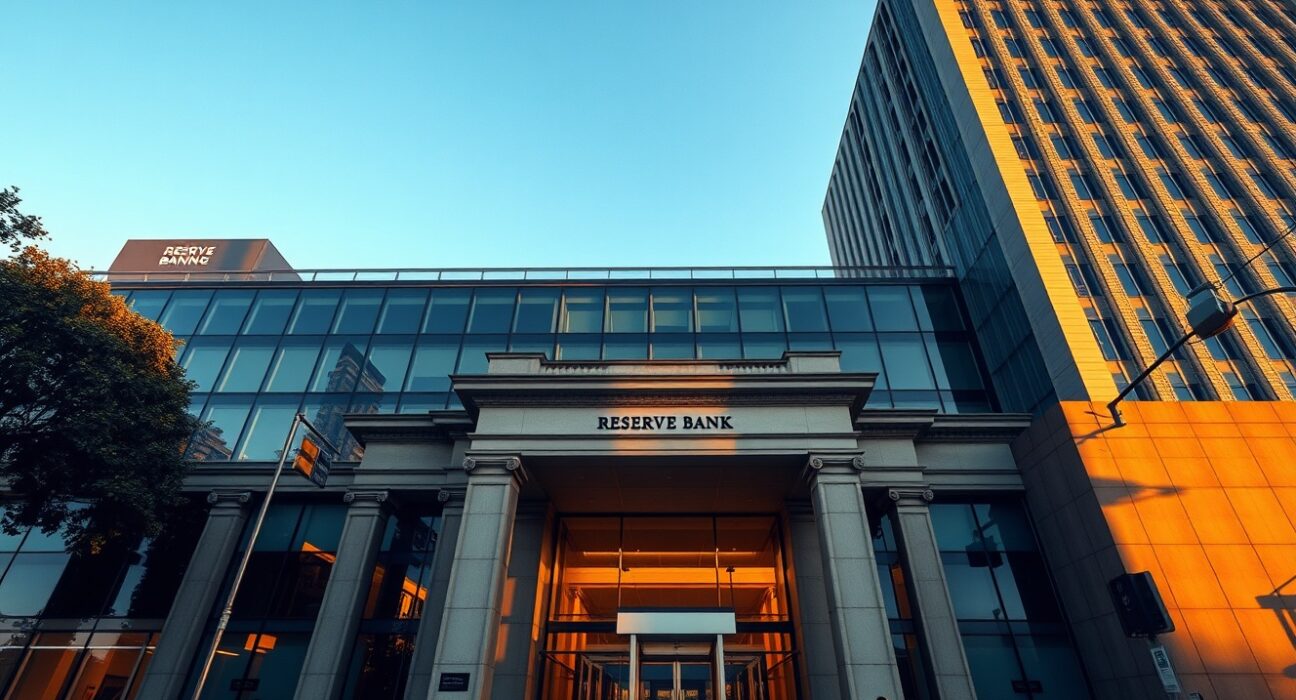 Reserve Bank of Australia building in Sydney with warm afternoon light