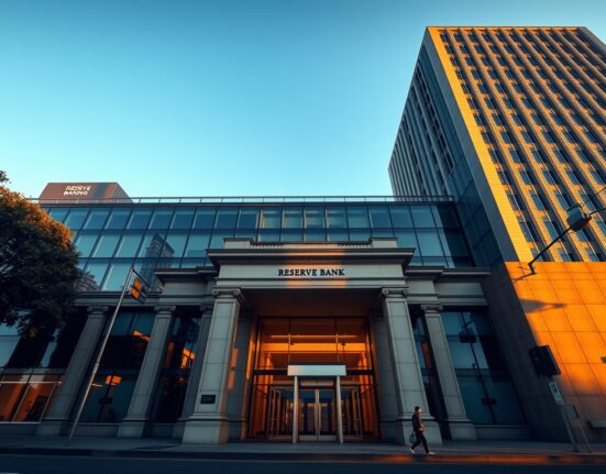 Reserve Bank of Australia building in Sydney with warm afternoon light