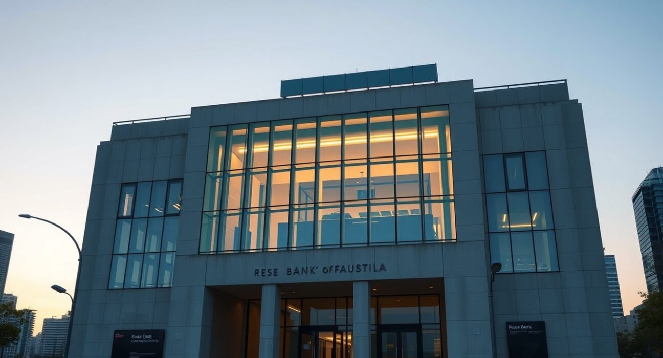 Reserve Bank of Australia building in Sydney as energy prices drive inflation concerns and potential rate hikes.