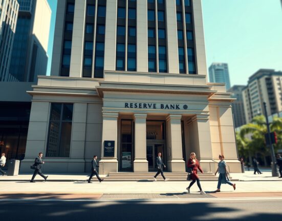 Reserve Bank of Australia headquarters representing monetary policy decisions on restrictive financial conditions