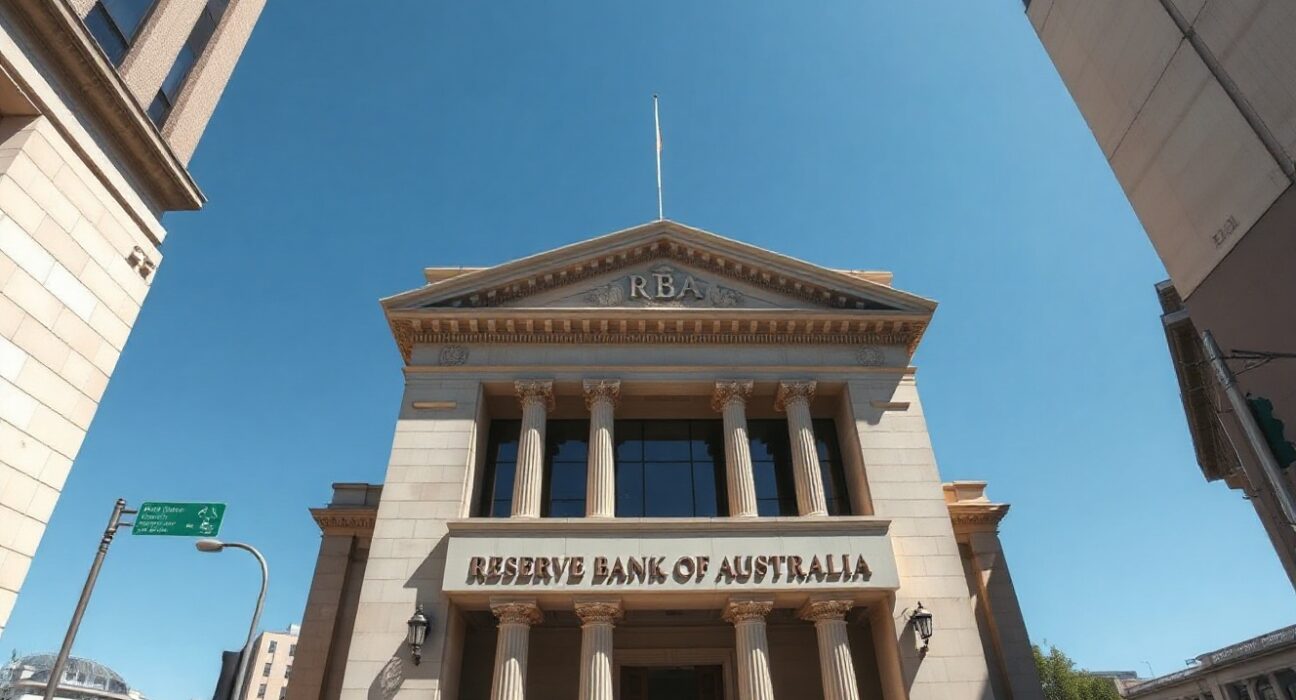 Reserve Bank of Australia building exterior on a sunny day