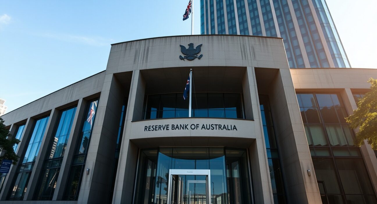 Reserve Bank of Australia headquarters in Sydney on a sunny day