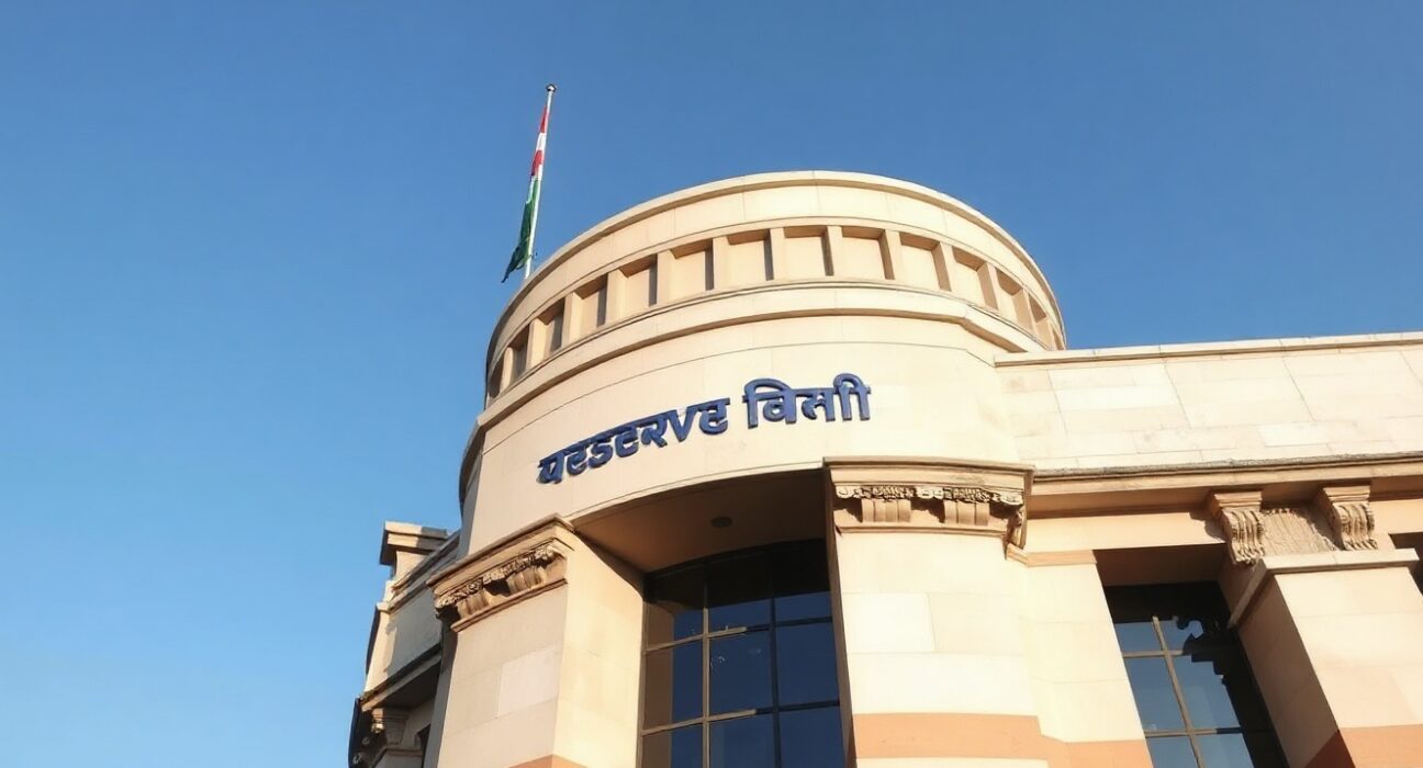 Reserve Bank of India headquarters in Mumbai on a clear day, representing monetary policy stability.