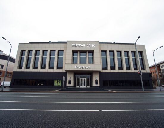 Reserve Bank of New Zealand headquarters building in Wellington under overcast sky