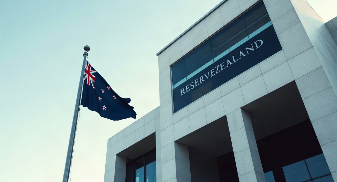 Reserve Bank of New Zealand building in Wellington on a clear day