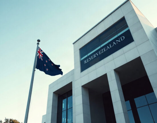 Reserve Bank of New Zealand building in Wellington on a clear day