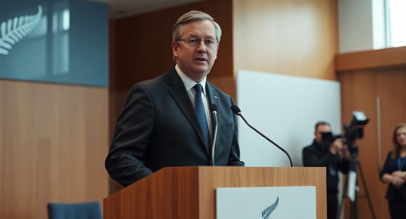 RBNZ Governor Adrian Orr speaking at a press conference in Wellington, New Zealand