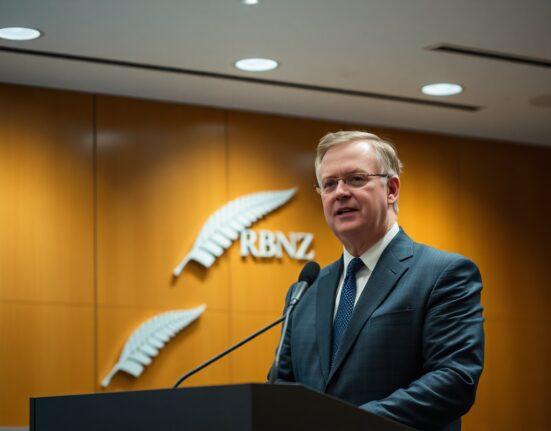 RBNZ Governor Adrian Orr speaking at a press conference after interest rate decision