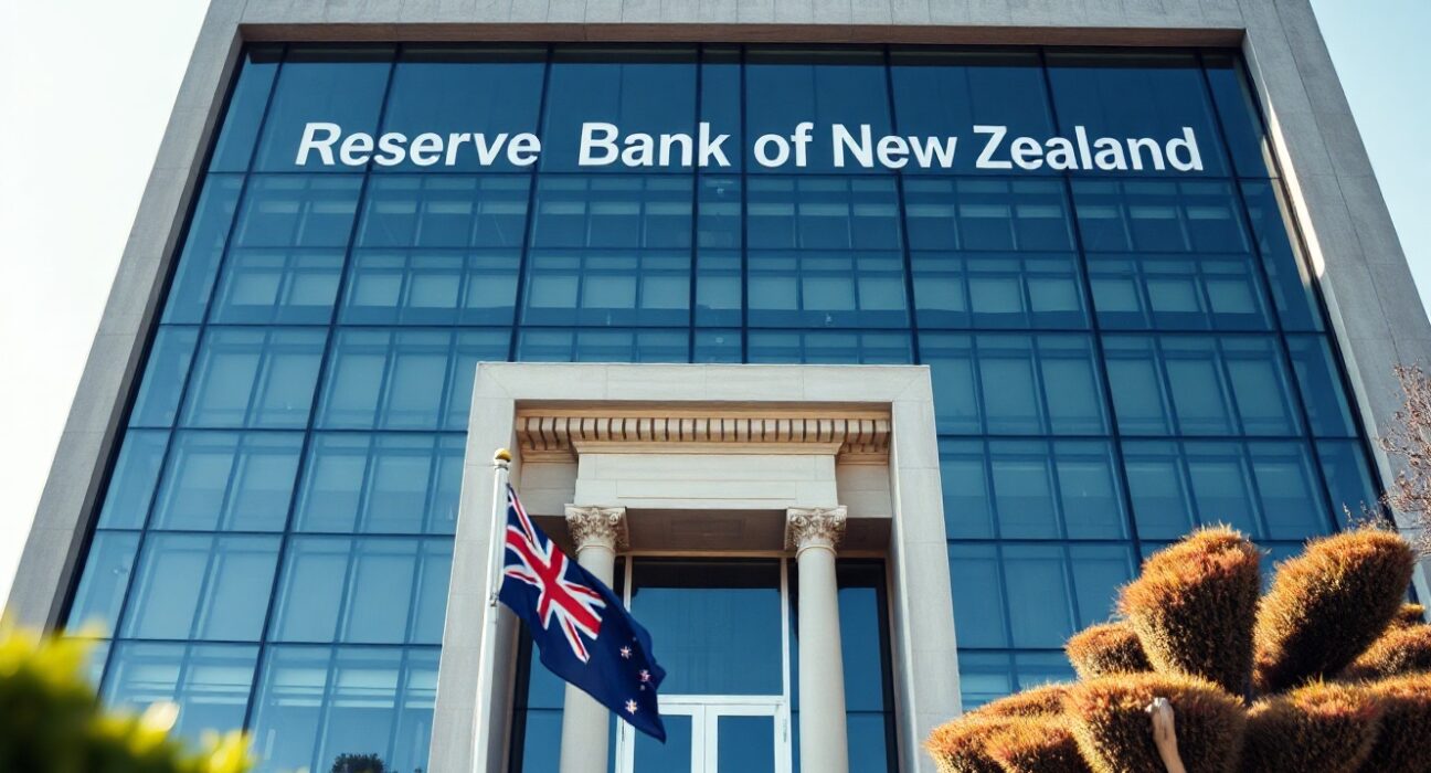 Reserve Bank of New Zealand building in Wellington on a sunny day