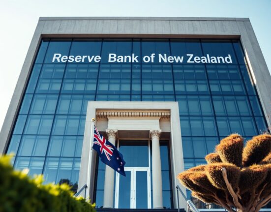 Reserve Bank of New Zealand building in Wellington on a sunny day