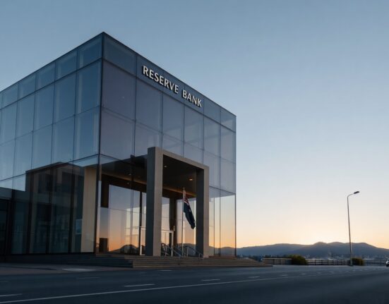 Reserve Bank of New Zealand building in Wellington on a clear morning.