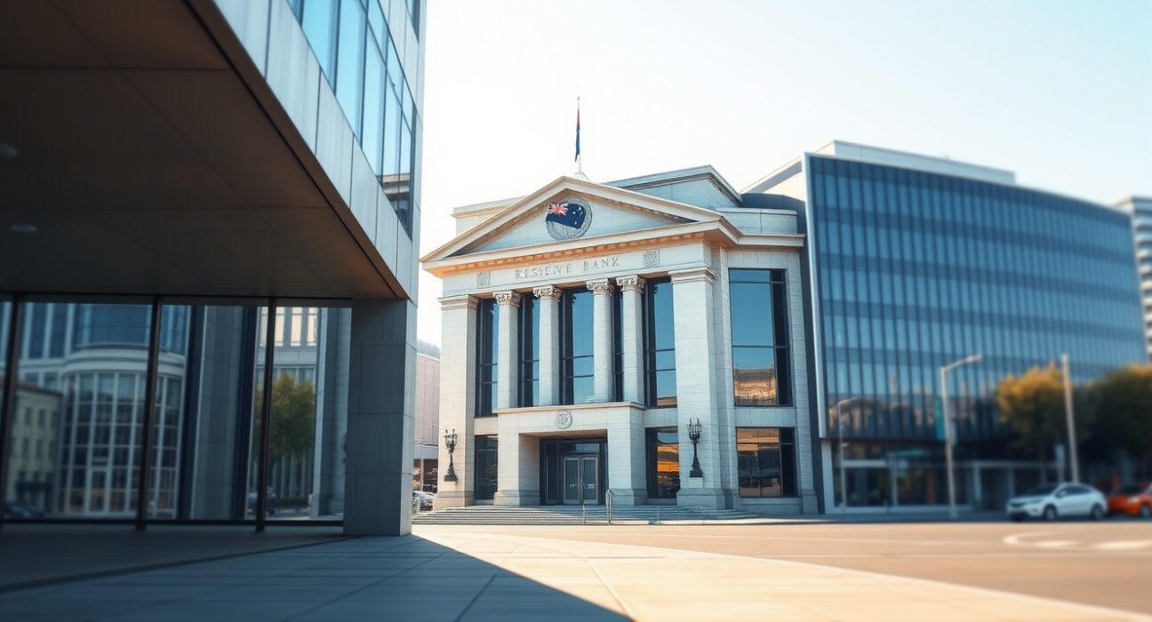 The Reserve Bank of New Zealand building in Wellington ahead of the official cash rate decision.