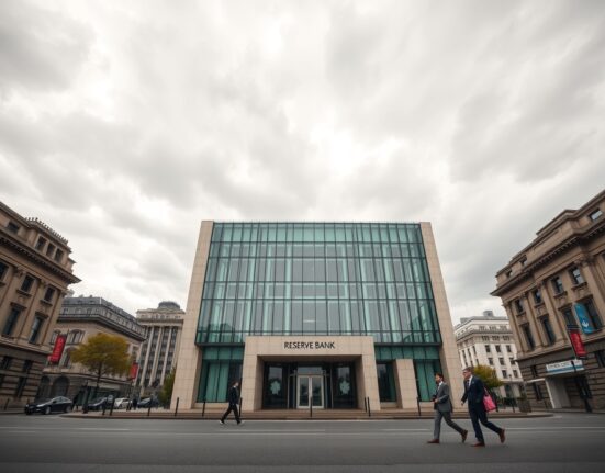 Reserve Bank of New Zealand building in Wellington during uncertain economic times