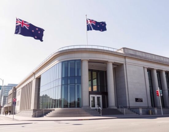 Reserve Bank of New Zealand building representing monetary policy decisions affecting NZD forecasts