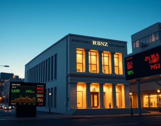 Reserve Bank of New Zealand building during policy decision on interest rates amid oil price volatility