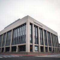 Reserve Bank of New Zealand headquarters in Wellington on a cloudy day