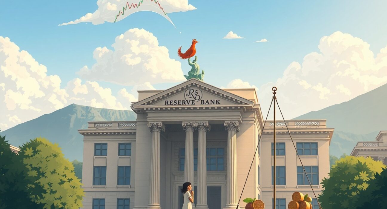 RBNZ Governor Breman analyzing monetary policy data amid persistent inflation pressures in New Zealand.