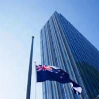 Reserve Bank of New Zealand building in Wellington on a sunny day