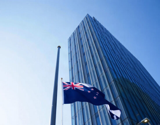 Reserve Bank of New Zealand building in Wellington on a sunny day